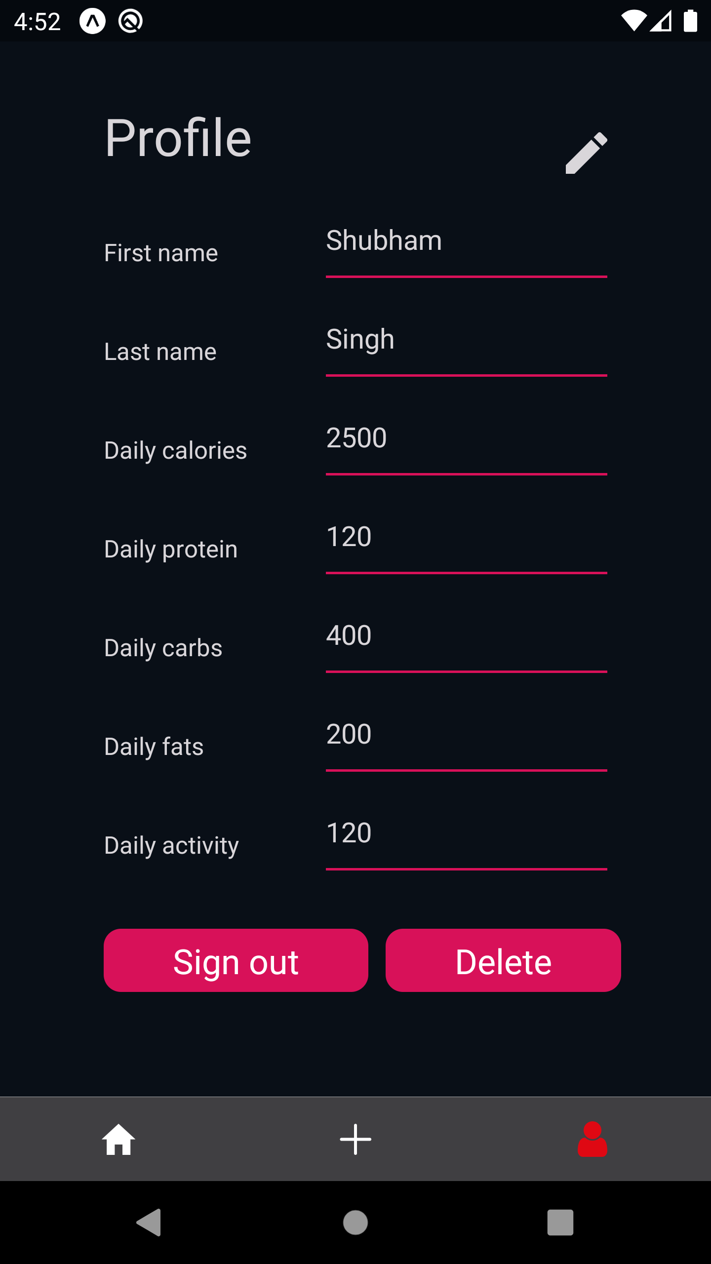 fitness tracker profile
