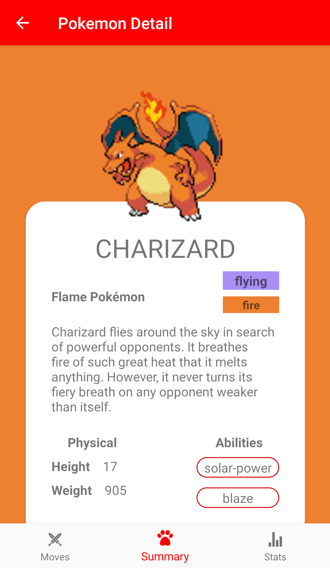pokedex pokemon summary